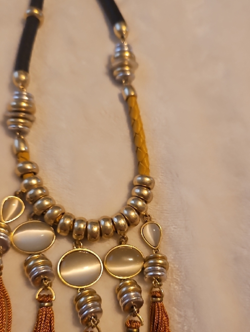 Lucky Brand Gold-Tone Beaded Necklace with Rust Tassels - Picture 6 of 8